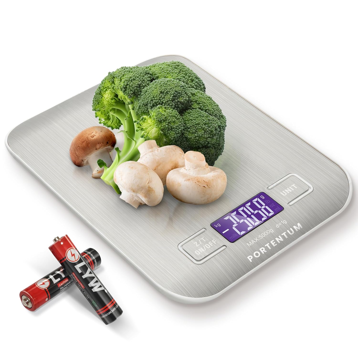 Kitchen Weight with LCD Display, Stainless Steel, Accurate Kitchen Scale from 1g to 5kg/11lbs