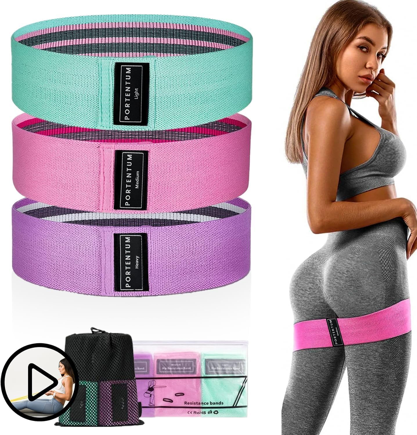 3 levels non-slip fabric elastic fitness bands