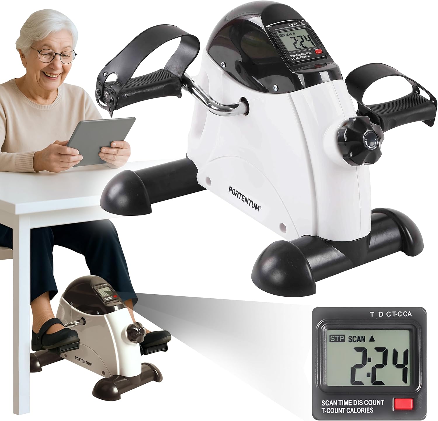 Pedal exerciser for elderly with LCD screen 6 functions