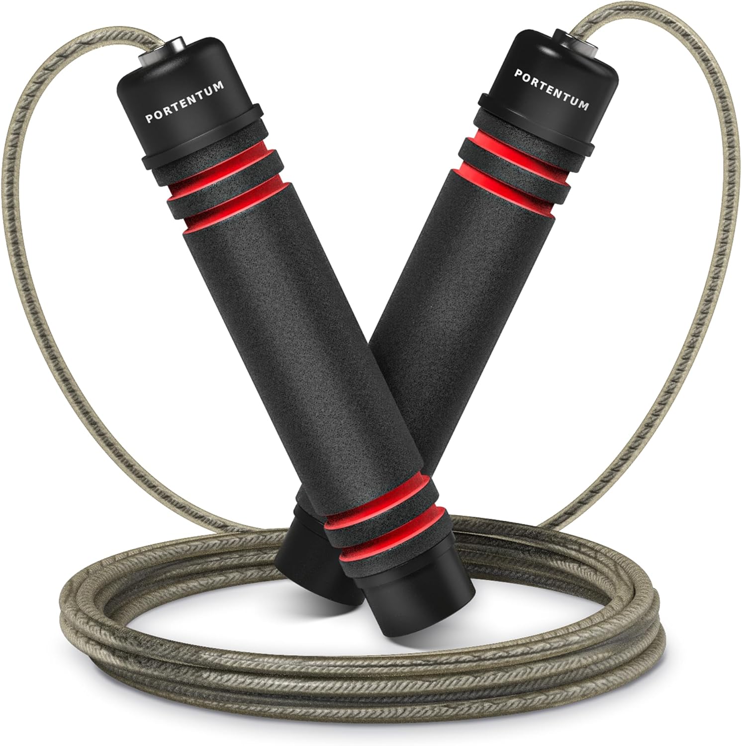 Foam Handle Skipping Ropes-Black+Red