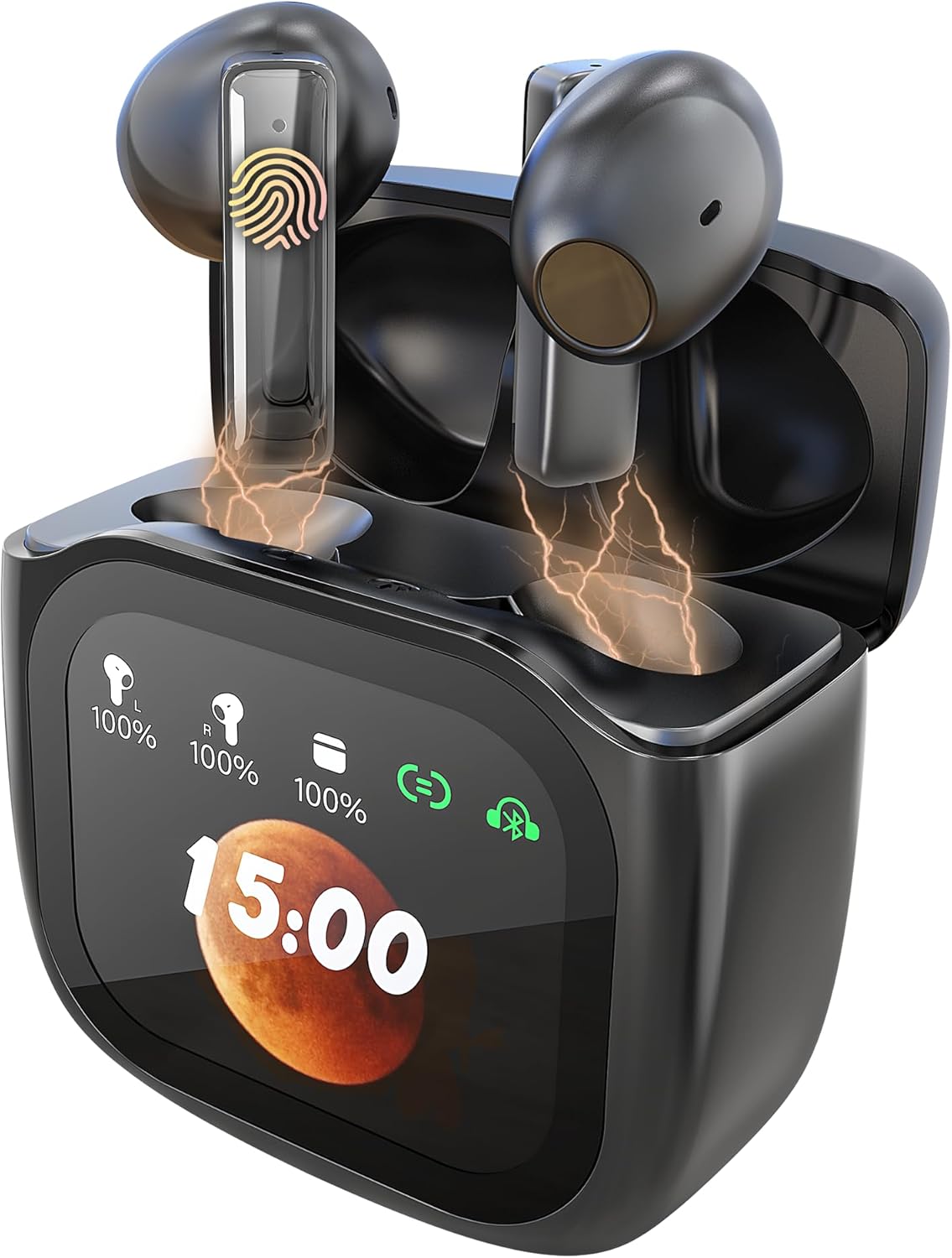 Wireless earbuds with LCD Display Touchscreen