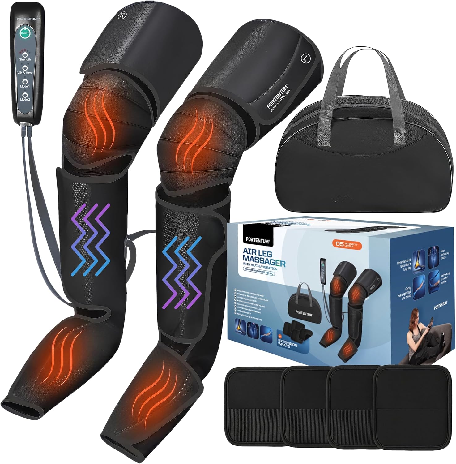  Leg massagers with adjustable heat and vibration 
